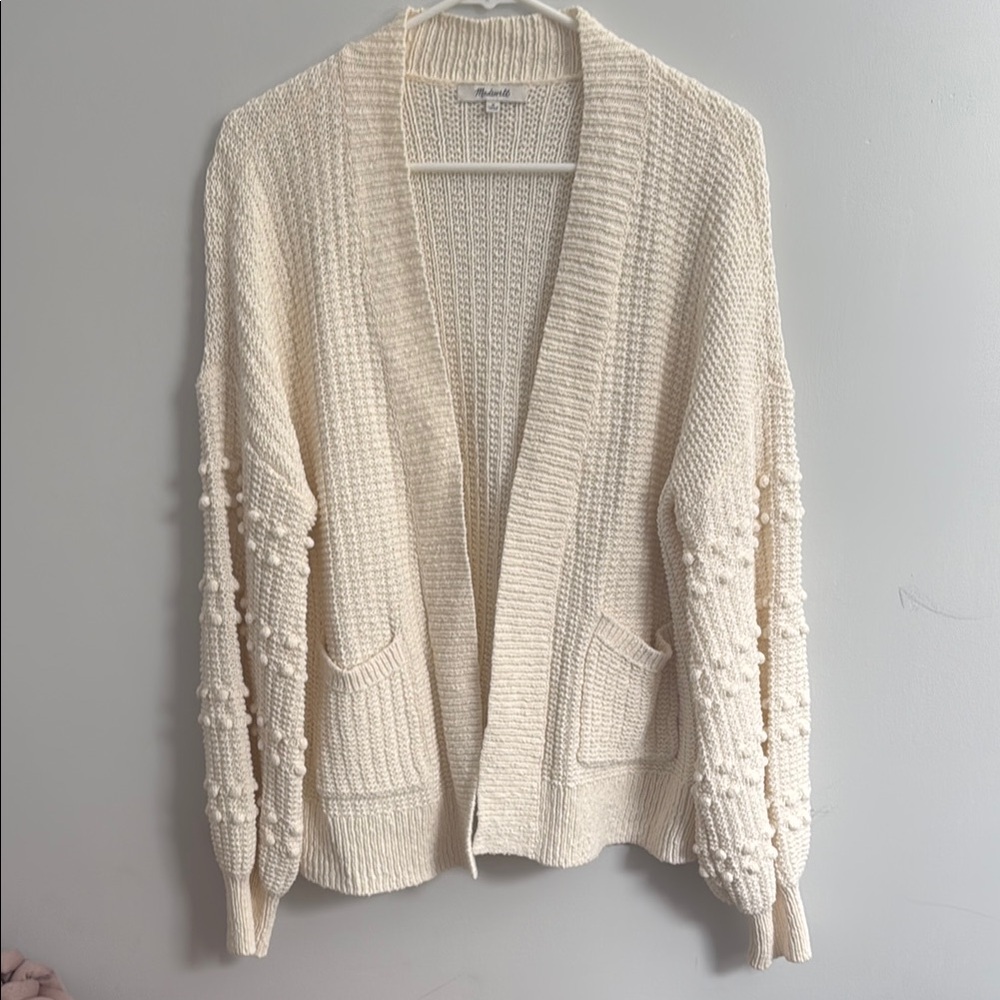 Madewell Cream Open Front Cardigan with Chunky Sleeves